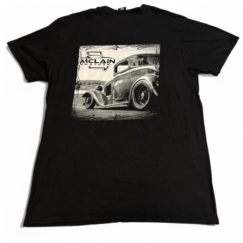 McClain Motors Tee Shirt Adult Size Large Black Hot Rod Classic Car‎ VTG Style